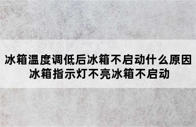 冰箱温度调低后冰箱不启动什么原因 冰箱指示灯不亮冰箱不启动